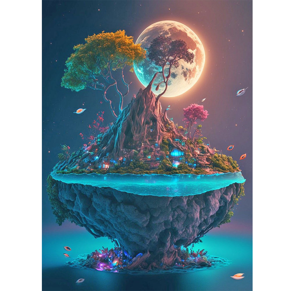 Island Under The Moon - Full Round Drill Diamond Painting 30*40CM