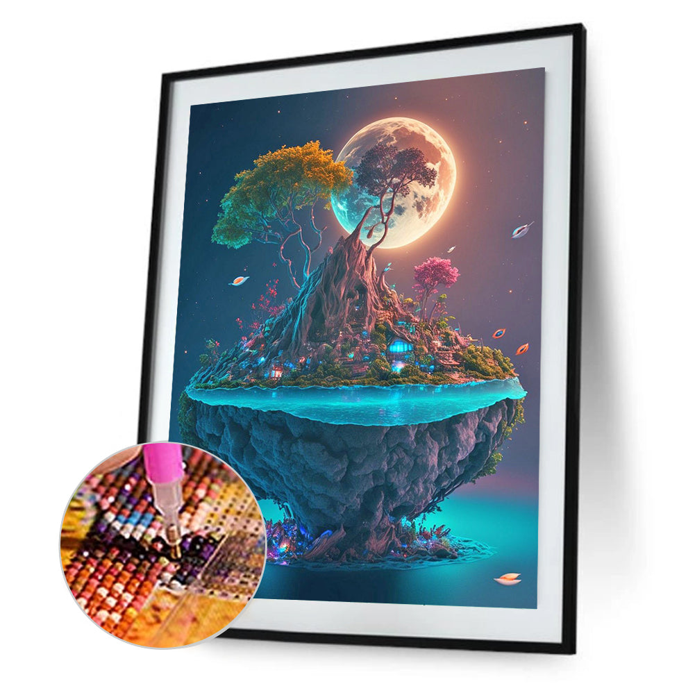 Island Under The Moon - Full Round Drill Diamond Painting 30*40CM