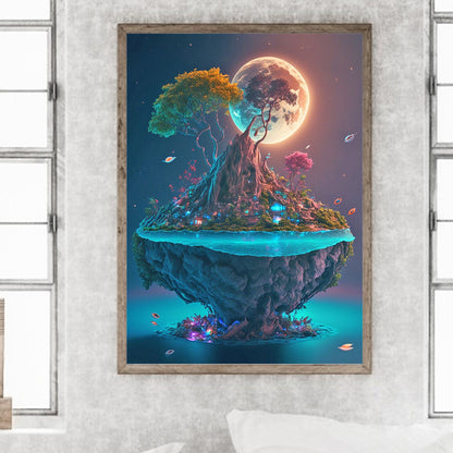 Island Under The Moon - Full Round Drill Diamond Painting 30*40CM