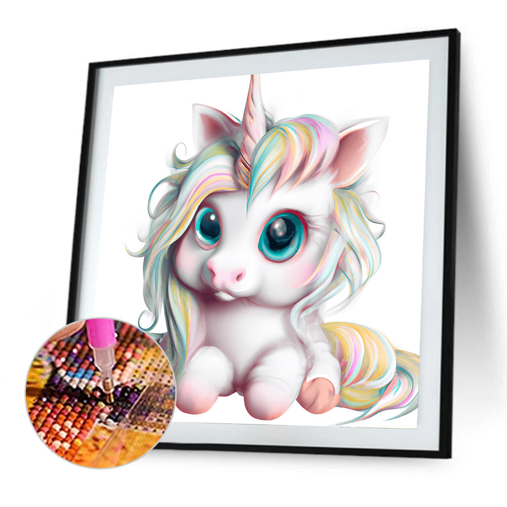 Big Head Animal Unicorn - Full Round Drill Diamond Painting 30*30CM