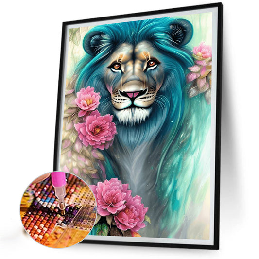 Flower And Lion - Full Round Drill Diamond Painting 30*40CM