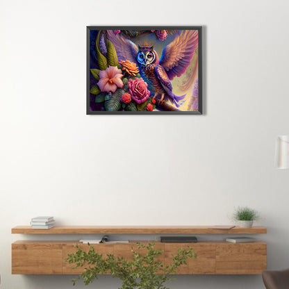 Flowers And Owls - Full Round Drill Diamond Painting 40*30CM