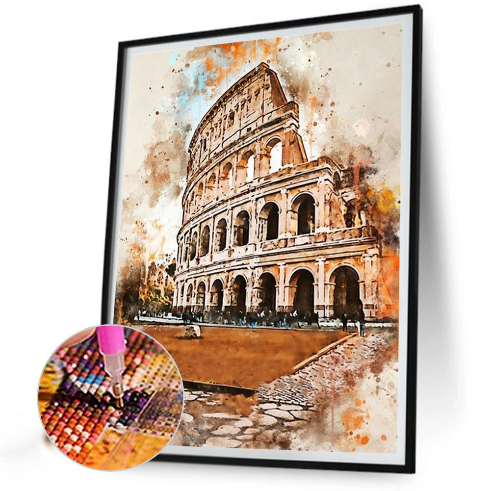 Ink Style Places Of Interest - Full Round Drill Diamond Painting 30*40CM