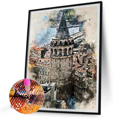 Ink Style Places Of Interest - Full Round Drill Diamond Painting 30*40CM