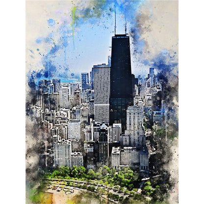 Ink Style Places Of Interest - Full Round Drill Diamond Painting 30*40CM