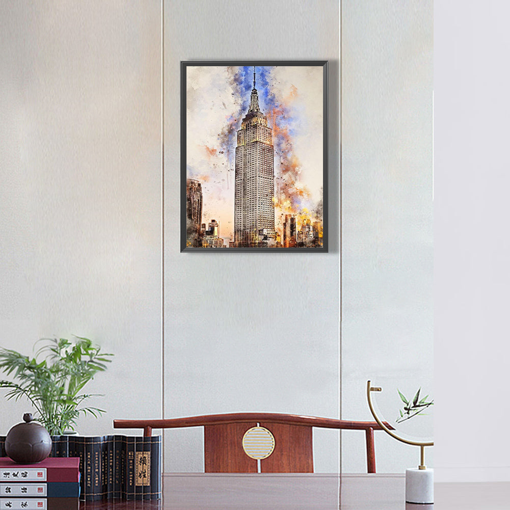 Ink Style Places Of Interest - Full Round Drill Diamond Painting 30*40CM