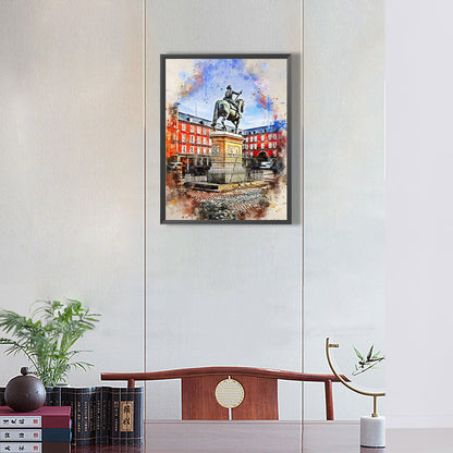 Ink Style Places Of Interest - Full Round Drill Diamond Painting 30*40CM
