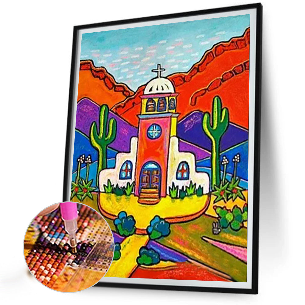 San Pedro Cactus Painting Close Up - Full Round Drill Diamond Painting 30*40CM