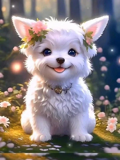 Cute Puppy - Full Round Drill Diamond Painting 30*40CM