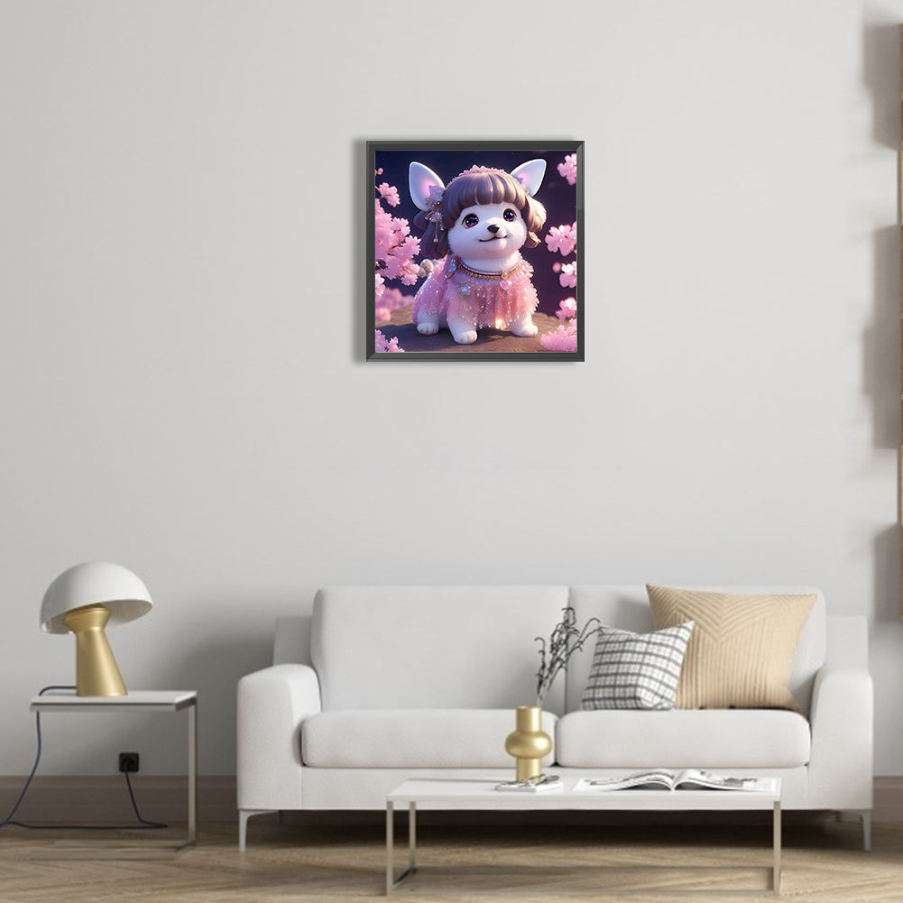Rose Quartz Puppy - Full Round Drill Diamond Painting 30*30CM