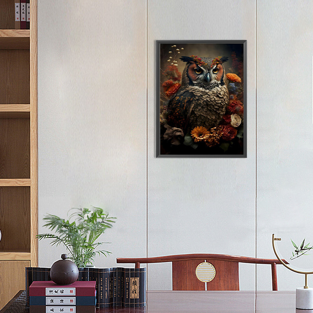 Owl - Full Round Drill Diamond Painting 30*40CM