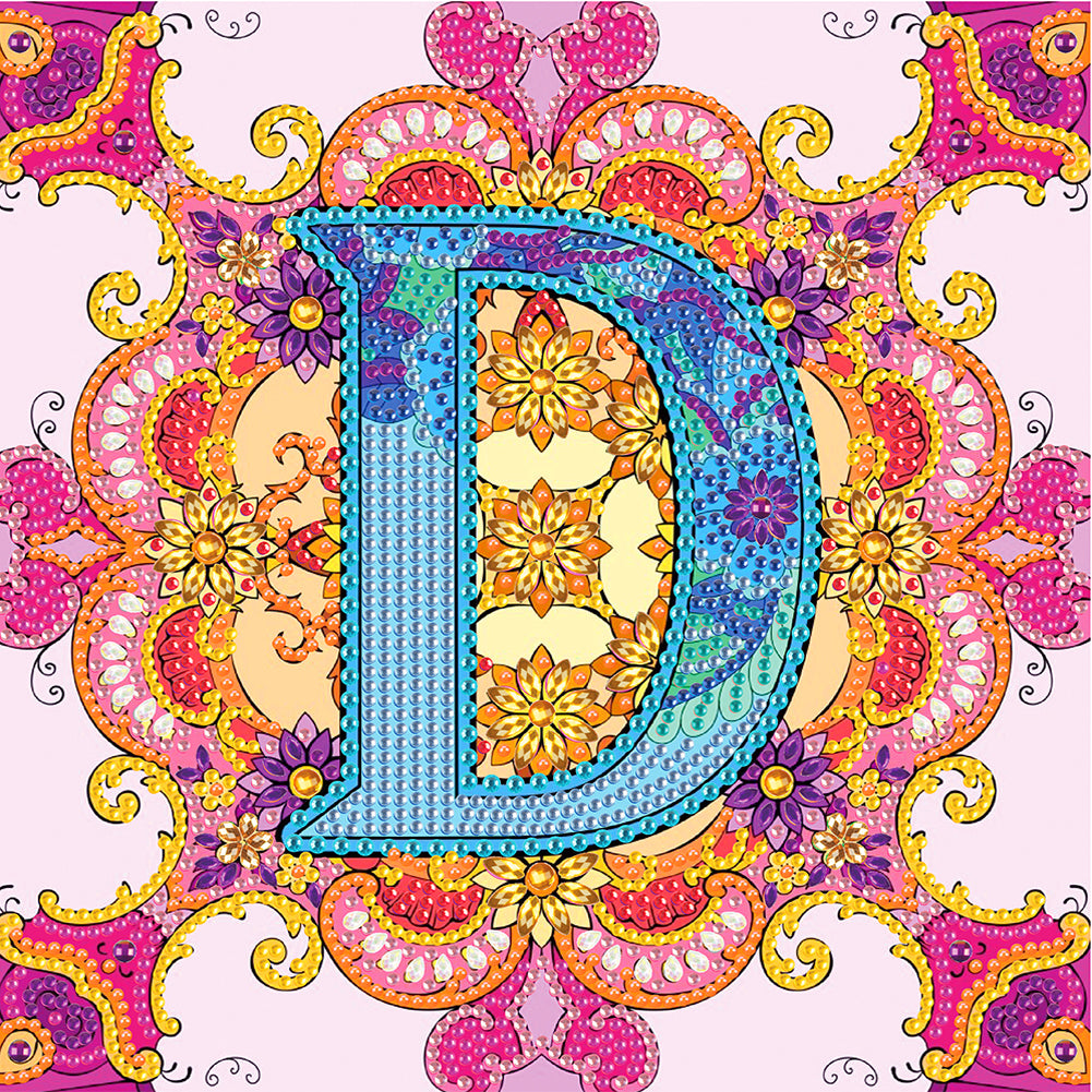 D Letter Mandala - Special Shaped Drill Diamond Painting 30*30CM