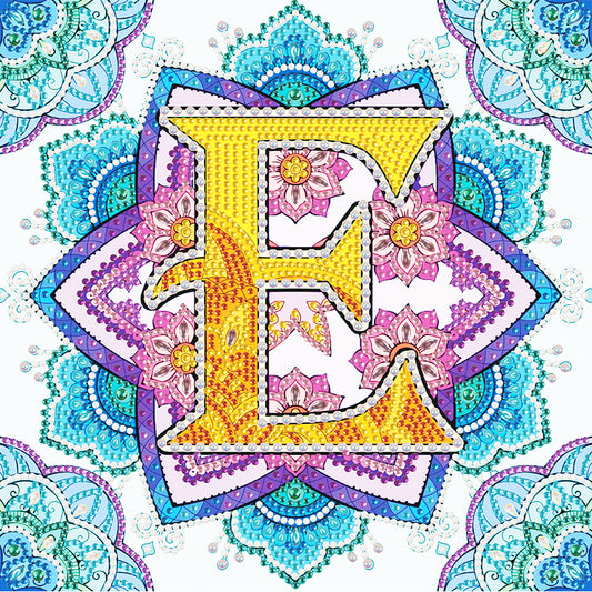E Letter Mandala - Special Shaped Drill Diamond Painting 30*30CM