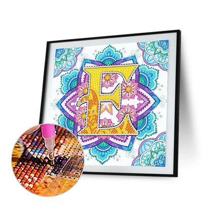 E Letter Mandala - Special Shaped Drill Diamond Painting 30*30CM