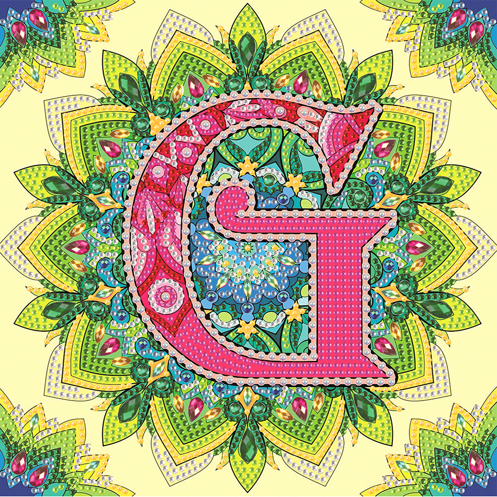 G Letter Mandala - Special Shaped Drill Diamond Painting 30*30CM