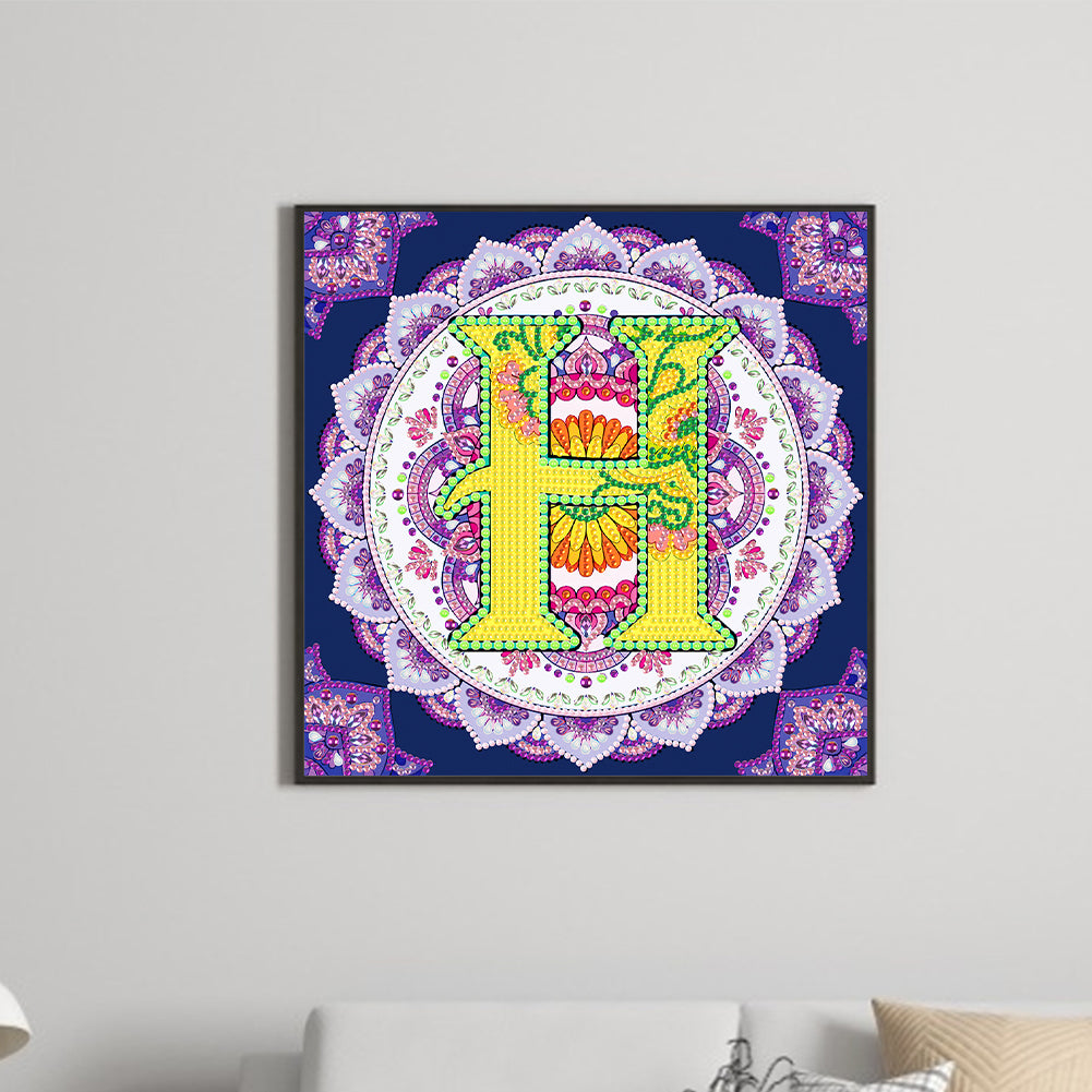 H Letter Mandala - Special Shaped Drill Diamond Painting 30*30CM