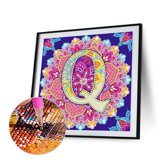 Q Letter Mandala - Special Shaped Drill Diamond Painting 30*30CM