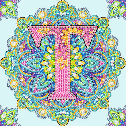 T Letter Mandala - Special Shaped Drill Diamond Painting 30*30CM