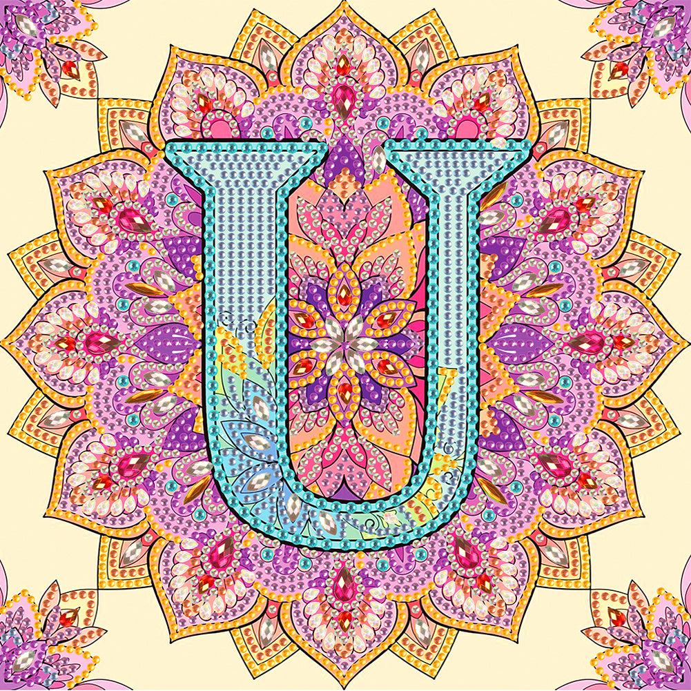 U Letter Mandala - Special Shaped Drill Diamond Painting 30*30CM