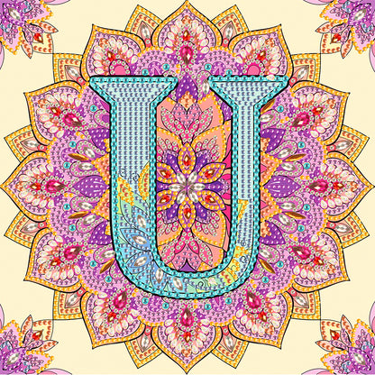 U Letter Mandala - Special Shaped Drill Diamond Painting 30*30CM