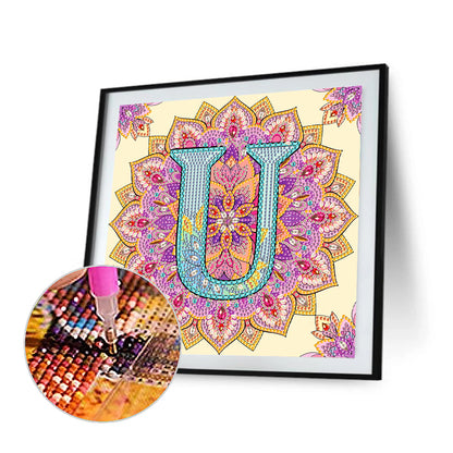 U Letter Mandala - Special Shaped Drill Diamond Painting 30*30CM