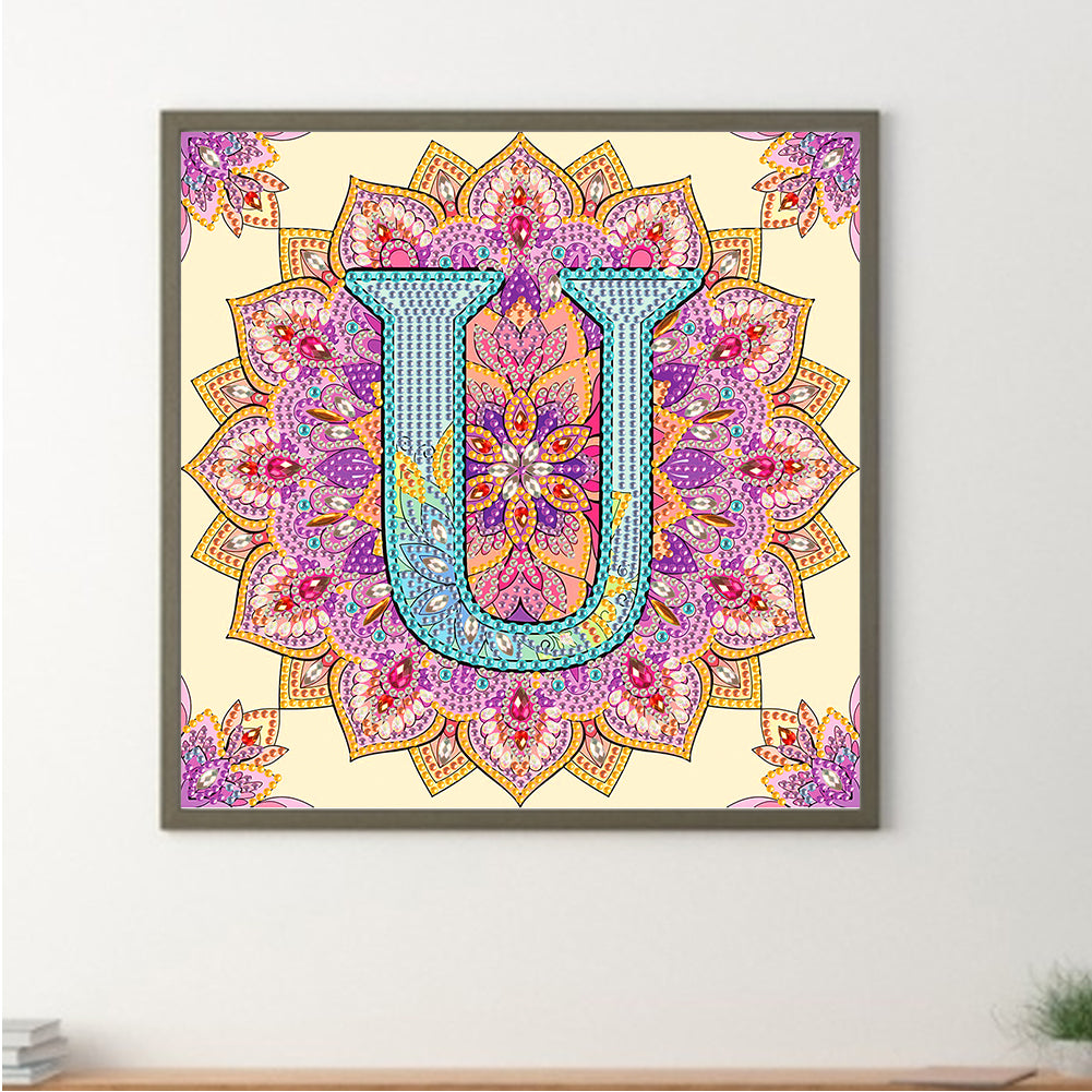 U Letter Mandala - Special Shaped Drill Diamond Painting 30*30CM