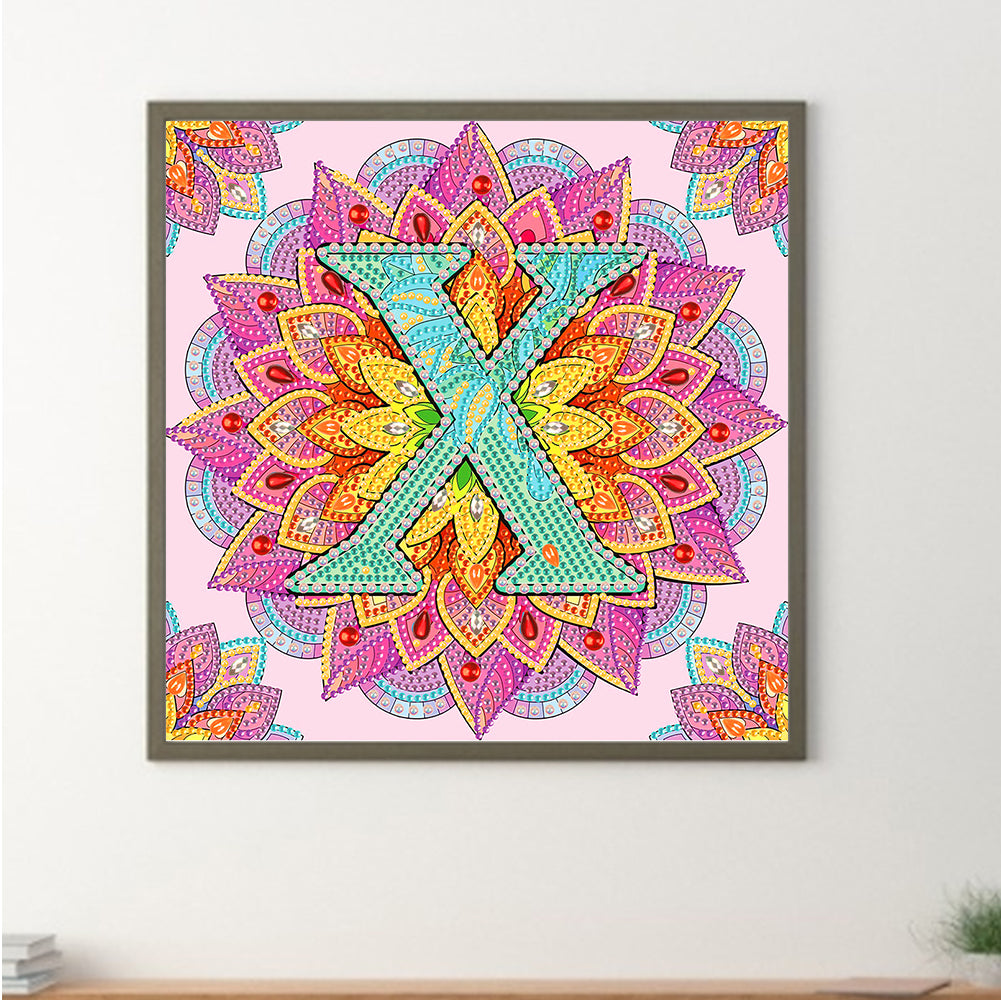 X Letter Mandala - Special Shaped Drill Diamond Painting 30*30CM