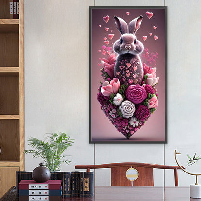Love Flower Rabbit - Full Round Drill Diamond Painting 40*70CM