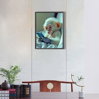 Monkey Lying On The Bed - Full Round Drill Diamond Painting 30*40CM
