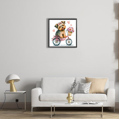 Dog And Bike - Full Round Drill Diamond Painting 30*30CM