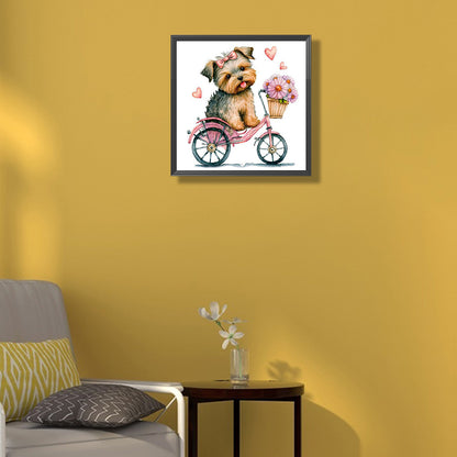 Dog And Bike - Full Round Drill Diamond Painting 30*30CM