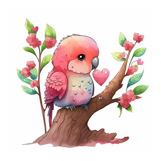 Pink Parrot - Full Round Drill Diamond Painting 30*30CM