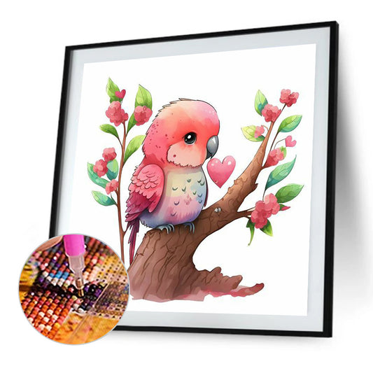Pink Parrot - Full Round Drill Diamond Painting 30*30CM
