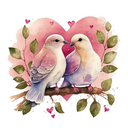 Two Pigeons In Love Animal Series - Full Round Drill Diamond Painting 30*30CM