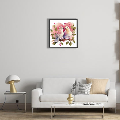 Two Pigeons In Love Animal Series - Full Round Drill Diamond Painting 30*30CM