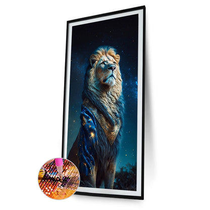 Lion Under The Starry Night - Full Round Drill Diamond Painting 40*80CM