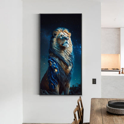 Lion Under The Starry Night - Full Round Drill Diamond Painting 40*80CM