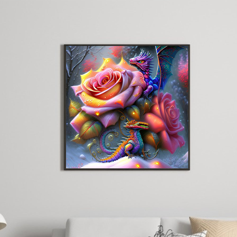 Rose Dragon - Full Round Drill Diamond Painting 30*30CM
