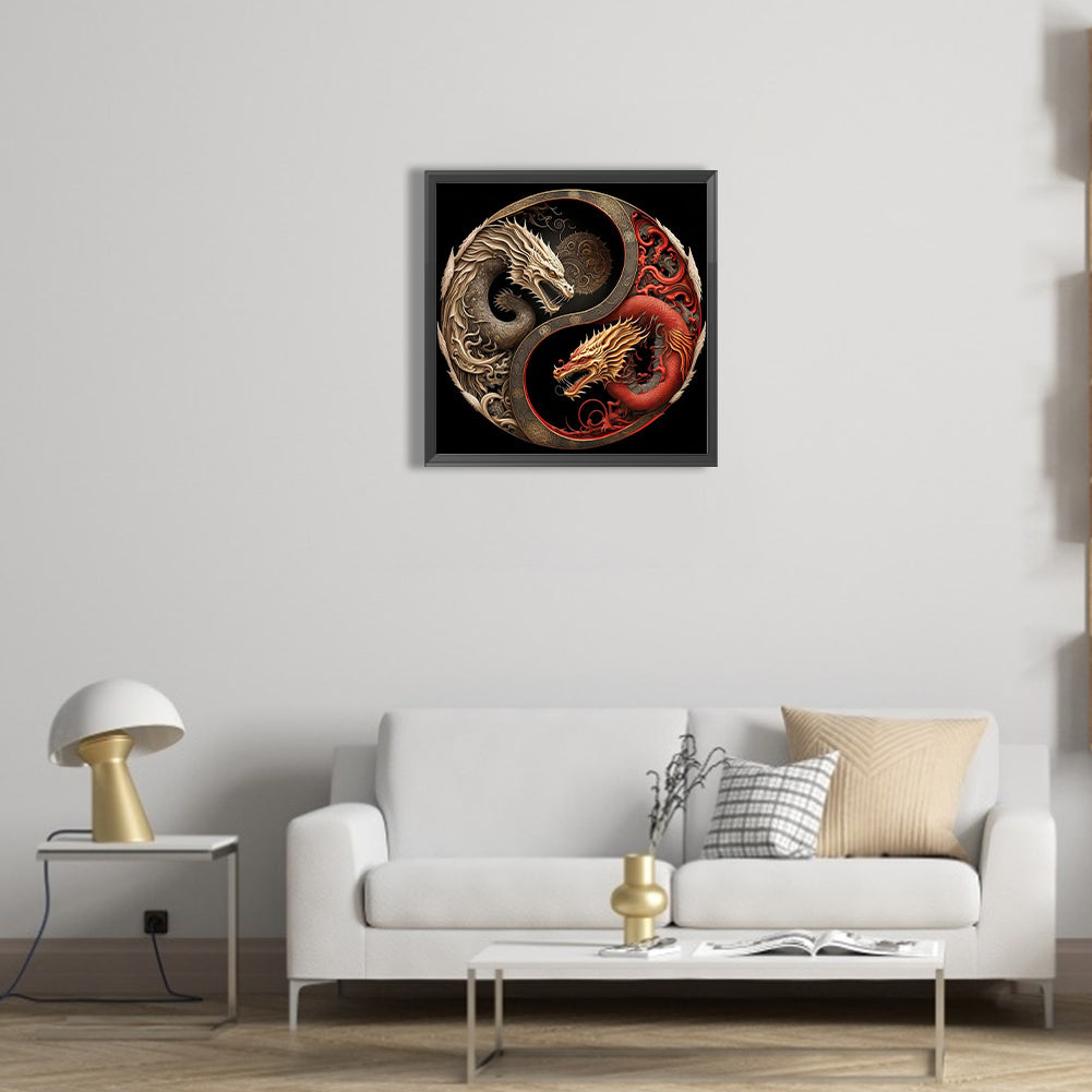 Yin And Yang Diagram Of Dragon Teng - Full Round Drill Diamond Painting 40*40CM