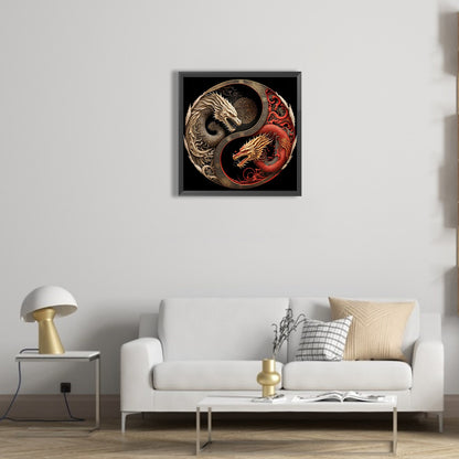 Yin And Yang Diagram Of Dragon Teng - Full Round Drill Diamond Painting 40*40CM