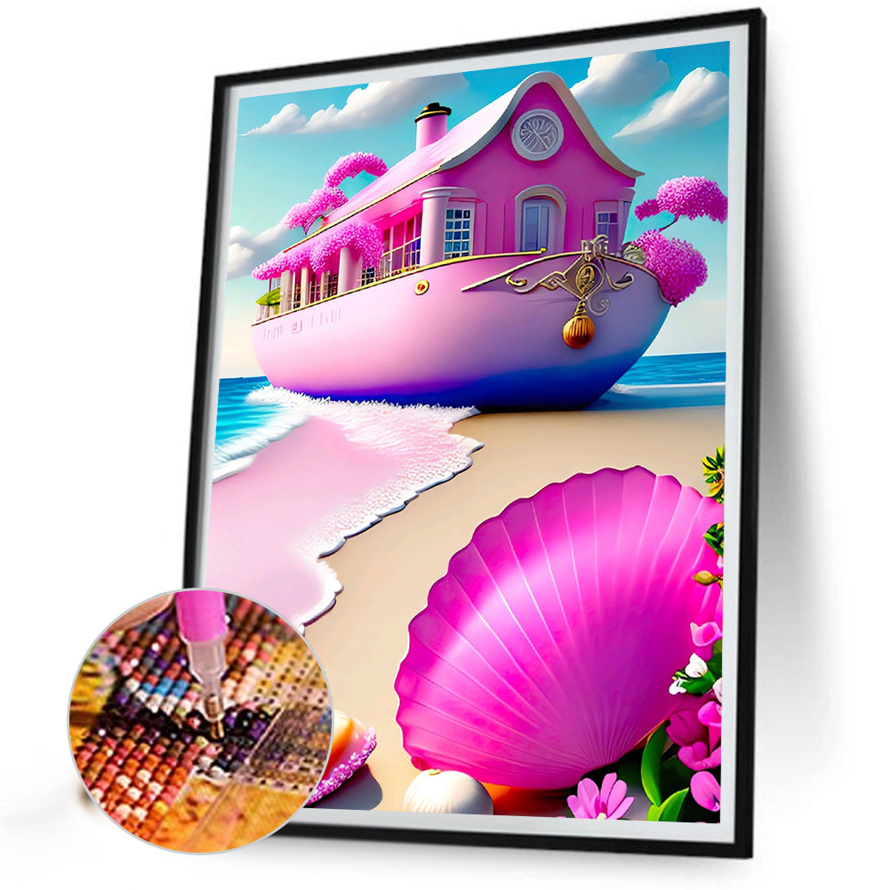 Pink Sand Beach - Full Round Drill Diamond Painting 30*40CM