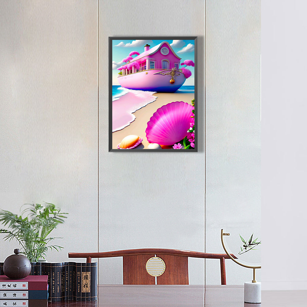 Pink Sand Beach - Full Round Drill Diamond Painting 30*40CM