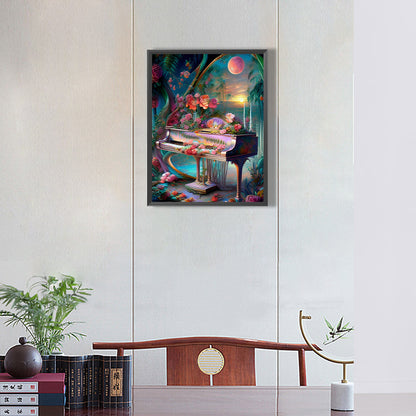 Flower And Piano - Full Round Drill Diamond Painting 30*40CM