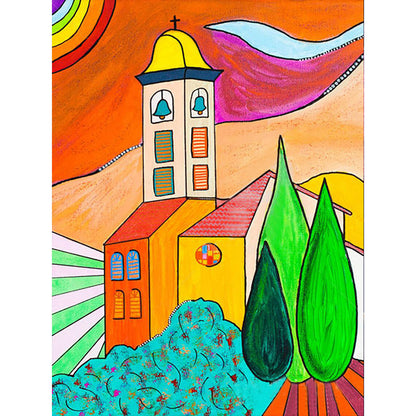 Colorful Building - Full Round Drill Diamond Painting 30*40CM