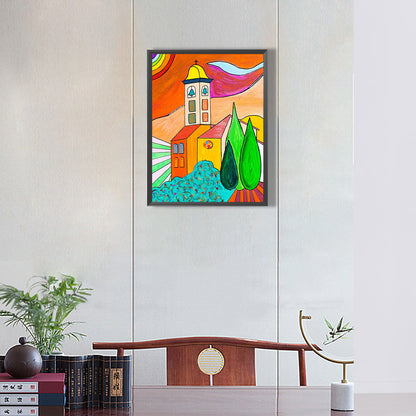 Colorful Building - Full Round Drill Diamond Painting 30*40CM