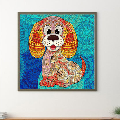 Colorful Paper-Cut Mechanical Puppy - Special Shaped Drill Diamond Painting 30*30CM