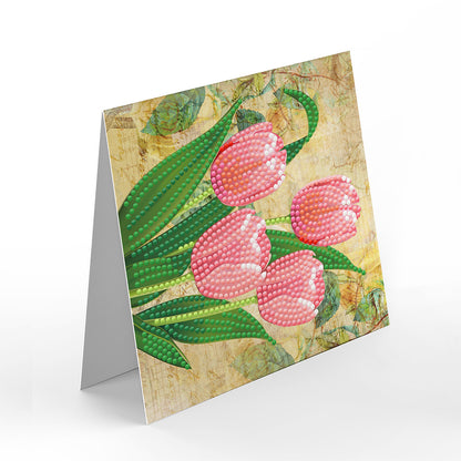 8pcs Flower Diamond Painting Greeting Card Includes Envelope DIY Postcards