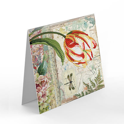 8pcs Flower Diamond Painting Greeting Card Includes Envelope DIY Postcards