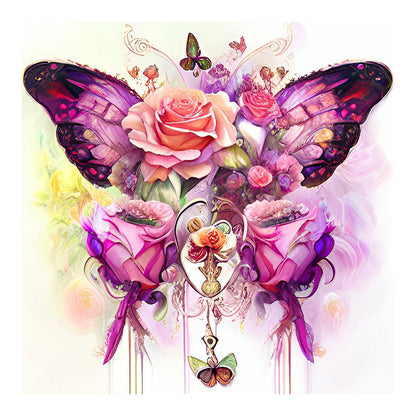 Flowers And Butterflies - Full Round Drill Diamond Painting 30*30CM