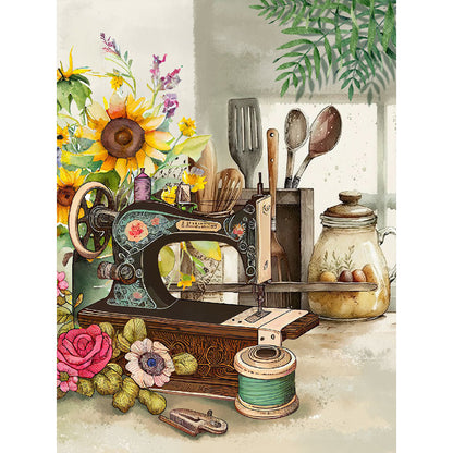 Sewing Machine - Full Round Drill Diamond Painting 30*40CM